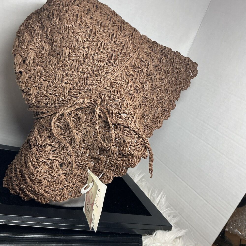VTG Candies Floppy Sun Hat 100% Paper Brown Eco Friendly NWT Kohls